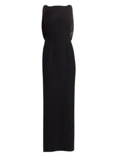 Shop Emporio Armani Satin-back Sleeveless Gown In Black