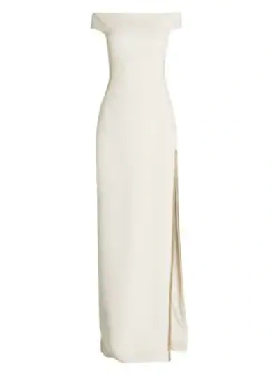 Shop Stella Mccartney Cady Off-the-shoulder Evening Gown In Snow