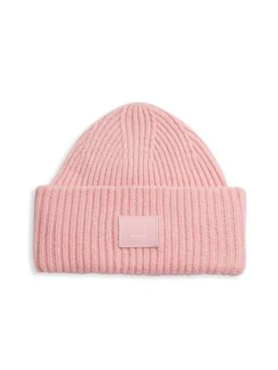 Shop Acne Studios Pansy N Face Wool-blend Beanie In Blush Pink