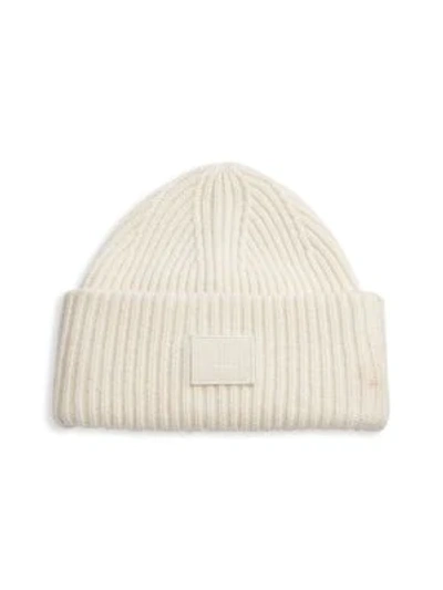 Shop Acne Studios Pansy N Face Wool-blend Beanie In Coconut White