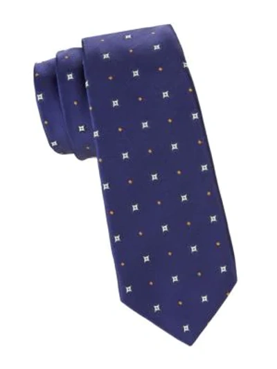 Shop Kiton Diamond Silk Tie In Blue