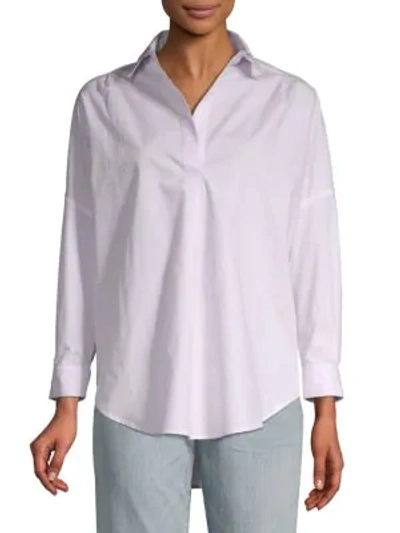 Shop French Connection Rhodes Oversized Poplin Cotton Top In Lavender