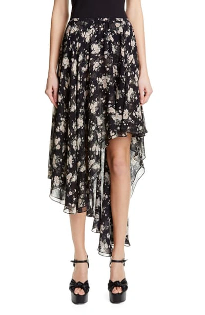 Shop Michael Kors Asymmetrical Silk Chiffon Dance Skirt In Black/ Ivory