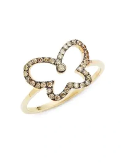 Shop Suzanne Kalan 14k Yellow Gold & Champagne Diamond Butterfly Ring