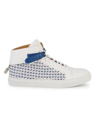 Shop Buscemi Woven High-top Sneakers In White