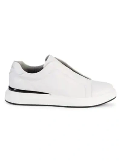 Shop Karl Lagerfeld Laceless Platform Leather Sneakers In White