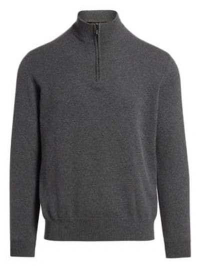 Shop Loro Piana Men's Mezzocollo Cashmere Sweater In Grey