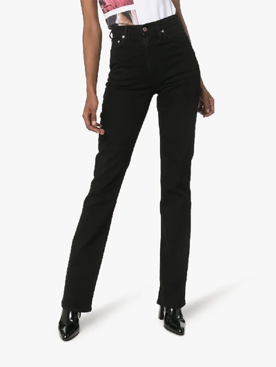 Shop Helmut Lang High-waisted Straight-fit Jeans In Black