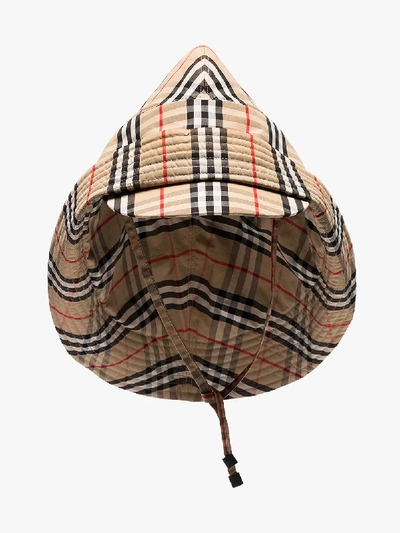 Shop Burberry Beige Vintage Check Rain Hat In Neutrals