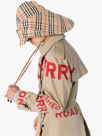 Shop Burberry Beige Vintage Check Rain Hat In Neutrals