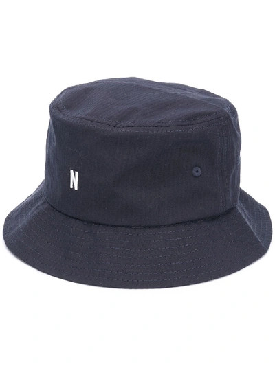 Shop Norse Projects Seersucker Bucket Hat In Blue