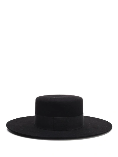 Shop Saint Laurent Andalusian Wide Brim Hat In Black