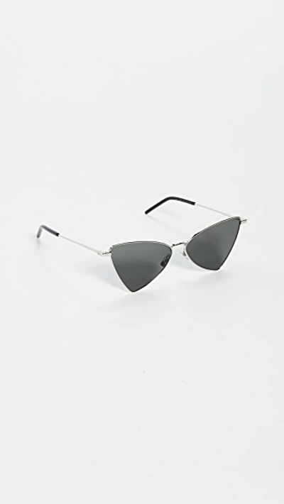 Shop Saint Laurent Jerry Rombus Sunglasses In Silver/grey