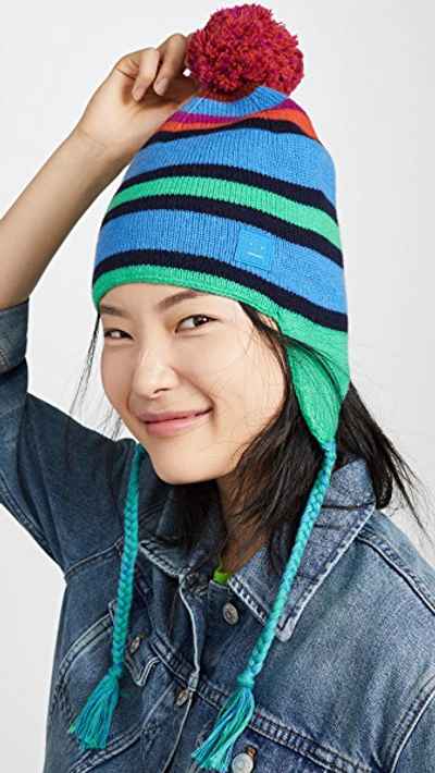 Shop Acne Studios Multi Stripe Face Hat In Blue Multi