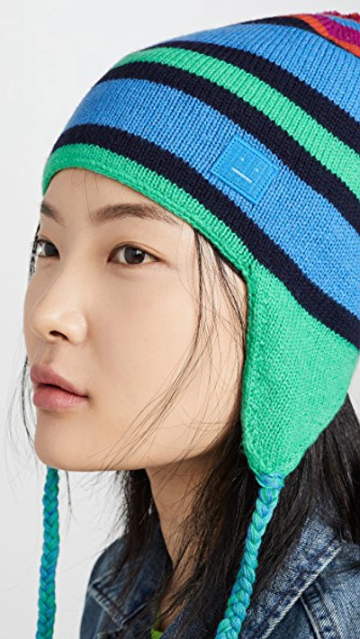 Shop Acne Studios Multi Stripe Face Hat In Blue Multi