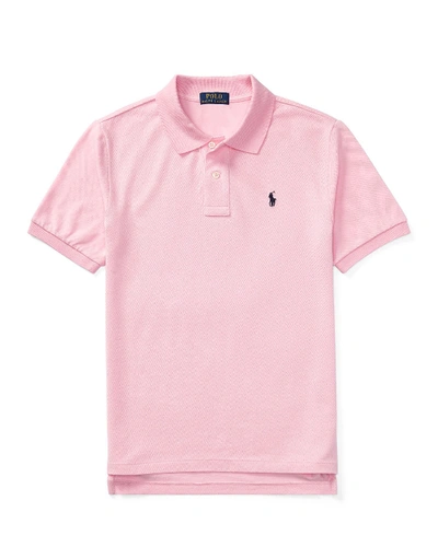 Shop Ralph Lauren Boy's Short-sleeve Logo Embroidery Polo Shirt In Pink