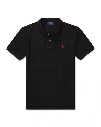 Shop Ralph Lauren Boy's Short-sleeve Logo Embroidery Polo Shirt In Black