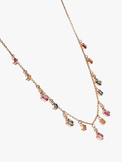 Shop Suzanne Kalan 18k Rose Gold Firework Multicoloured Sapphire Charm Necklace