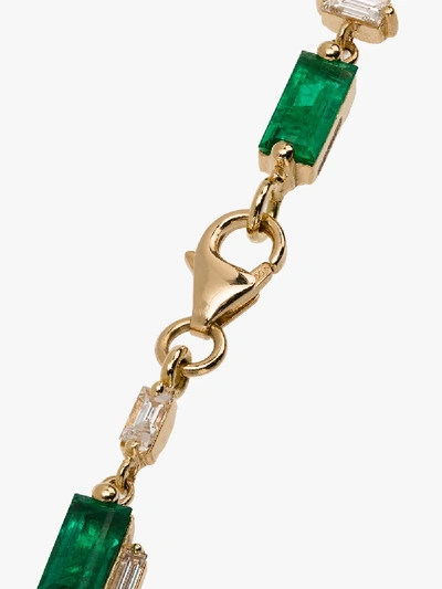Shop Suzanne Kalan 18k Yellow Gold Emerald And Diamond Tennis Bracelet In Green