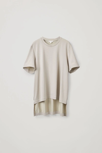 Shop Cos Deconstructed Stepped-hem T-shirt In Beige