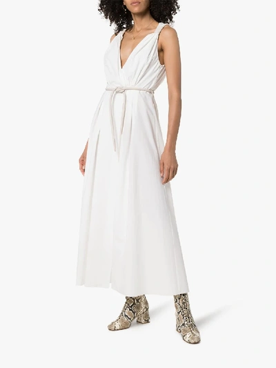 Shop Nanushka Lilith Cotton Wrap Dress In White Creme