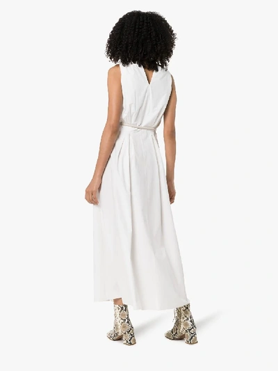 Shop Nanushka Lilith Cotton Wrap Dress In White Creme