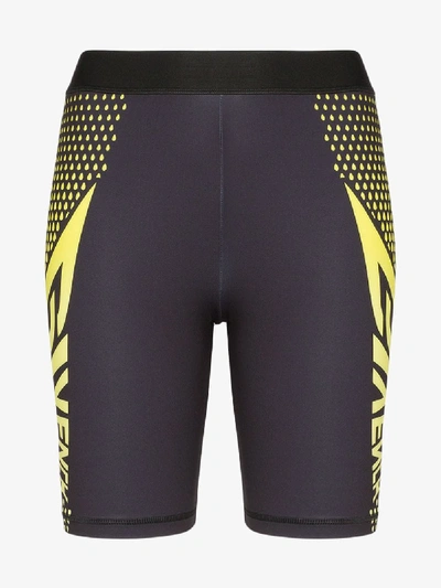 Shop Givenchy Logo Print Cycling Shorts In 003 Black/ Yellow