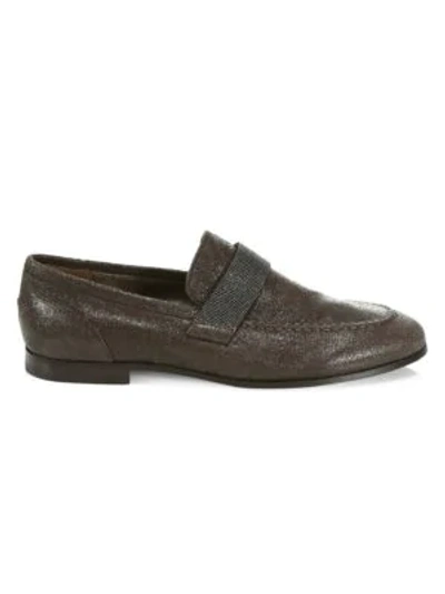 Shop Brunello Cucinelli Buffered Leather Loafers In Mud