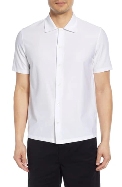 Shop Theory Isak Short Sleeve Button Up Knit Shirt In White