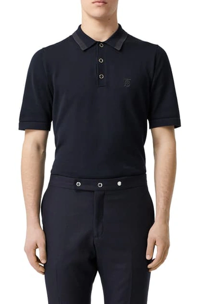 Shop Burberry Snap Short Sleeve Jersey Polo In Navy