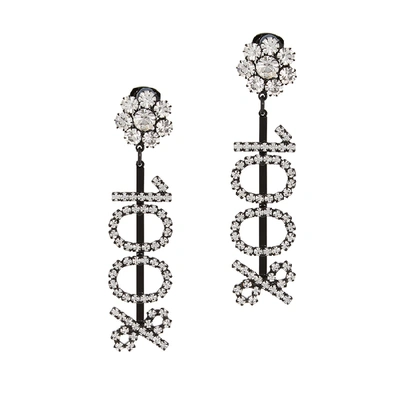 Shop Ashley Williams 100% Clip-on Drop Earrings In Crystal