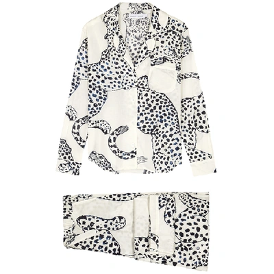Shop Desmond & Dempsey The Jag Printed Cotton Pyjama Set In White