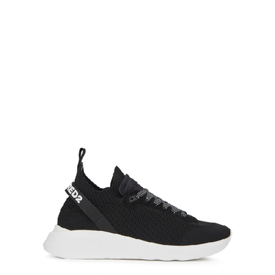 Shop Dsquared2 Black Stretch-knit Sneakers