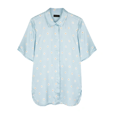 Shop Stine Goya Zoey Daisy-embroidered Satin Shirt