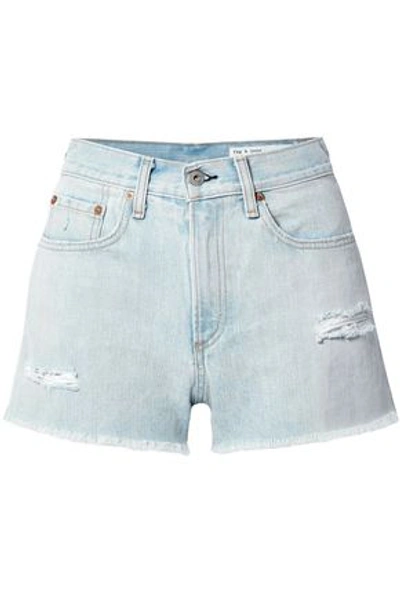 Shop Rag & Bone Justine Distressed Denim Shorts In Light Denim