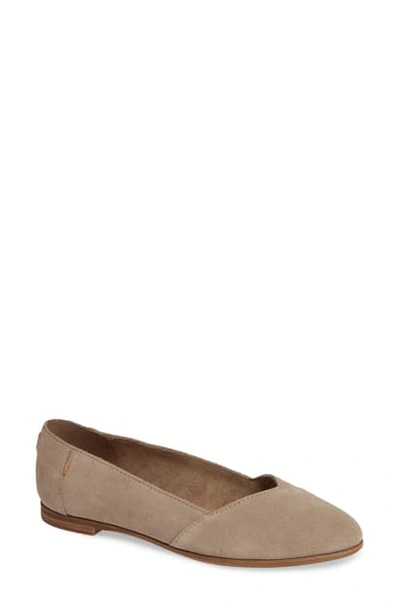 Shop Toms Julie Almond Toe Flat In Desert Taupe Suede