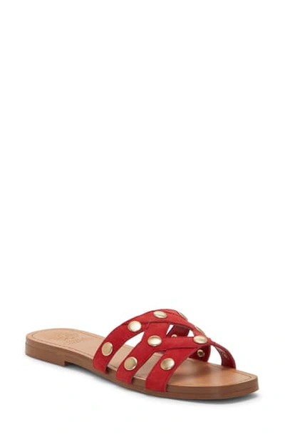 Shop Vince Camuto Vazista Studded Slide Sandal In Red Suede
