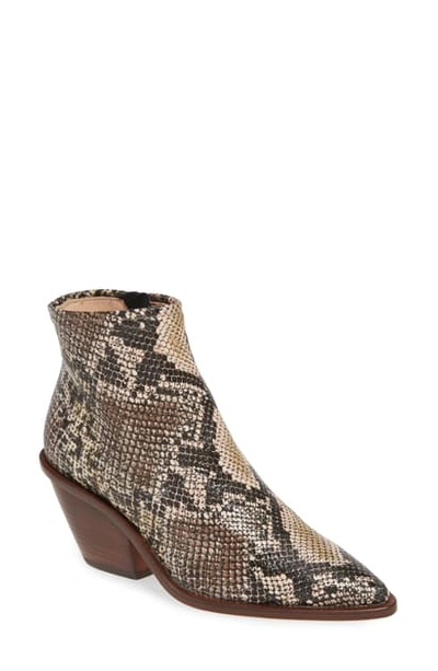 Shop Agl Attilio Giusti Leombruni Snake Embossed Western Bootie In Taupe Multi Snake