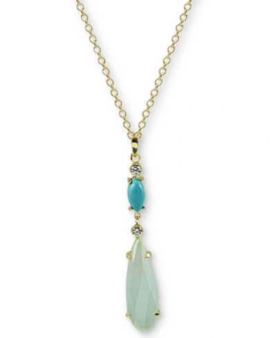 Shop Argento Vivo Multi-stone Pendant Necklace In Gold-plated Sterling Silver, 16" + 2" Extender