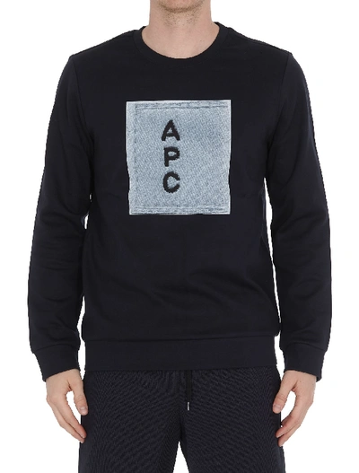 Shop Apc A.p.c. Logo H Sweatshirt In Navy