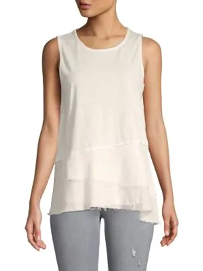 Shop Grey State Tiered Cotton Top In Spa White