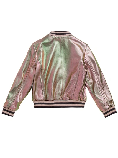 Shop Bonpoint Iridescent Bomber Jacket In Pink