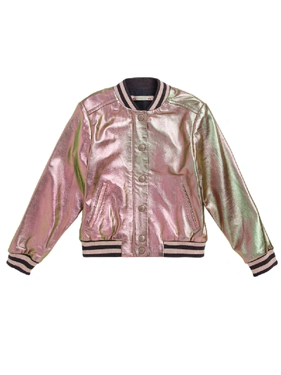 Shop Bonpoint Iridescent Bomber Jacket In Pink