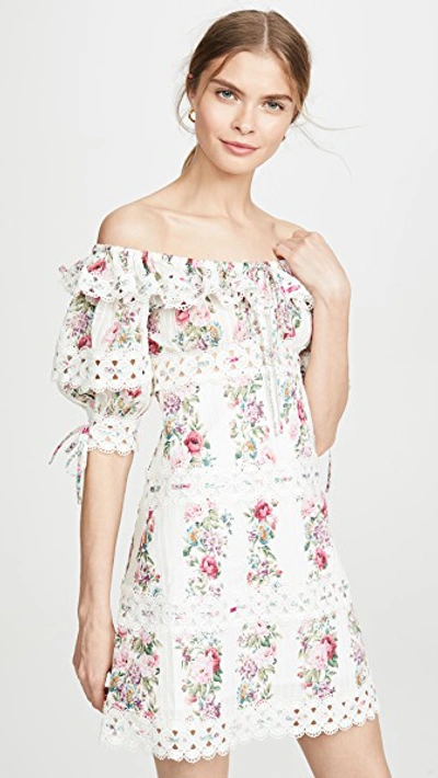 Shop Zimmermann Honour Pintuck Panel Mini Dress In Cream Floral