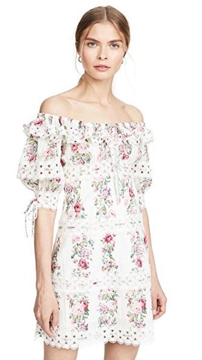 Shop Zimmermann Honour Pintuck Panel Mini Dress In Cream Floral