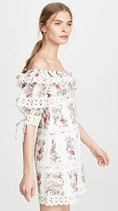 Shop Zimmermann Honour Pintuck Panel Mini Dress In Cream Floral