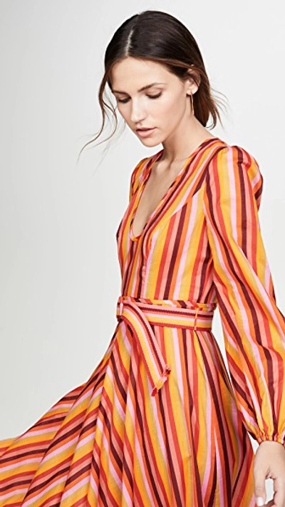 Shop Zimmermann Goldie Rainbow Plunge Dress In Rainbow Stripe