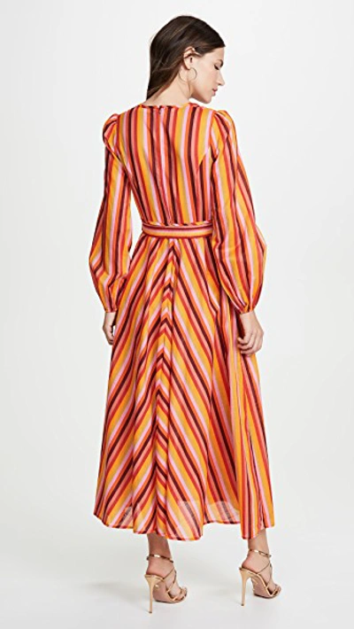 Shop Zimmermann Goldie Rainbow Plunge Dress In Rainbow Stripe