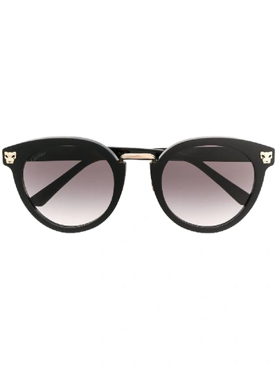 Shop Cartier Panthère De  Pantos-frame Sunglasses In Black