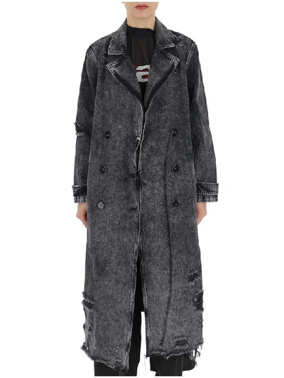 Shop Alexander Wang Distressed Denim Coat In Grey